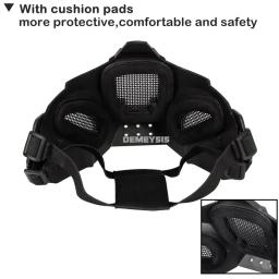 Máscara de tiro airsoft malha de aço respirável caça wargame máscara protetora tático meia máscara facial para capacete rápido - Image 6