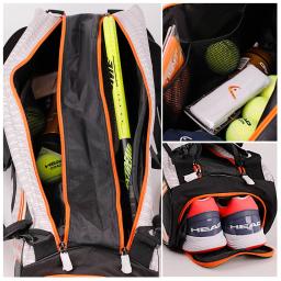 Saco De Raquetes De Tênis De Cabeça, Mochila De Grande Capacidade, Badminton Gymbag, Saco De Raquete De Squash com Sapatos Separados, 3-6 Peças - Image 5