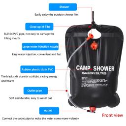 Portátil solar aquecida chuveiro saco com mangueira, PVC banho água saco, Camping suprimentos, 20L - Image 6