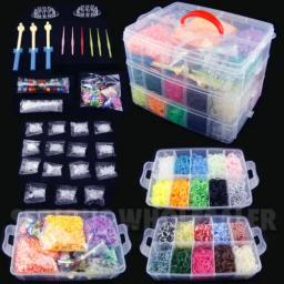 Rubber Loom Bands Box Set para crianças, brinquedo DIY, pulseira de silicone, elástico Weave, crianças Artes e ofícios - Image 1