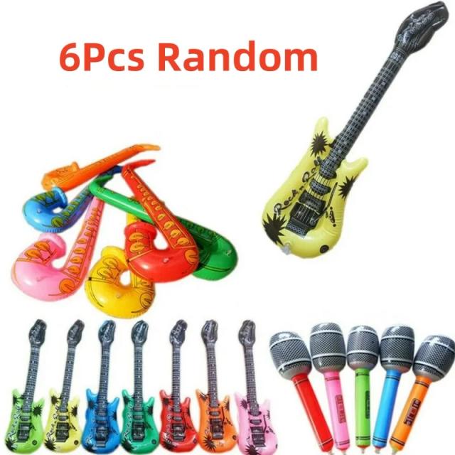 Conjunto de Instrumentos Infláveis para Crianças com Guitarra, Saxofone e Microfones - 12 Peças para Festa e Diversão Musical