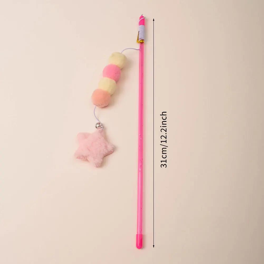 Brinquedo de penas com sino para gatos Teaser de pelúcia simulado, varinha, brinquedo interativo, gatinho catching stick - Image 1
