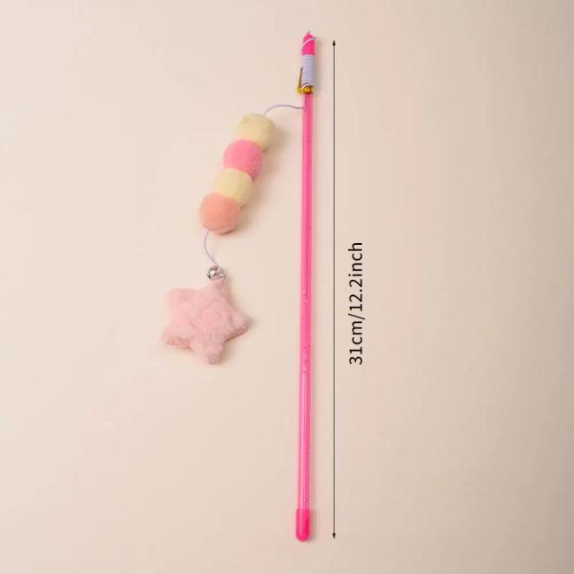 Brinquedo interativo para gatos com penas e sino - Teaser de pelúcia e varinha para diversão garantida