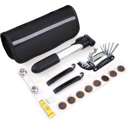 Kit de reparo multifuncional de bicicleta, kit de reparo de pneus, inflador, chave de reparo, ferramentas de reparo de mountain bike, conjunto de ferramentas mtb com bolsa - Image 1