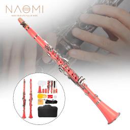 Naomi profissional bb clarinete abs 17-chave cupronickel chapeado niquelar clarinete kit com clarinete + palhetas + cinta + caso + componentes rosa - Image 6