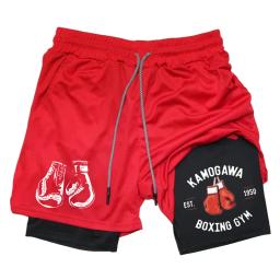 Calções de boxe masculino impressão dupla camada secagem rápida muscular homem shorts correndo ginásio fitness calças curtas basquete roupas esportivas - Image 6