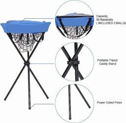 Practice Net Deluxe Tee Ball Caddy 3 Bola de treinamento/Strike Zone Bundle Bolsa de transporte |   Rebatidas de lançamento de softball de beisebol - Image 4