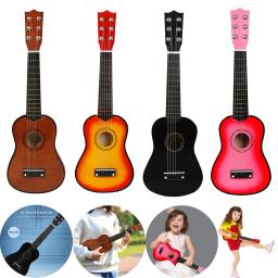 6 cordas pequeno baixo acústico guitarra instrumentos musicais com picaretas basswood ukulele para crianças crianças jogando brinquedo de aprendizagem presente - Image 1