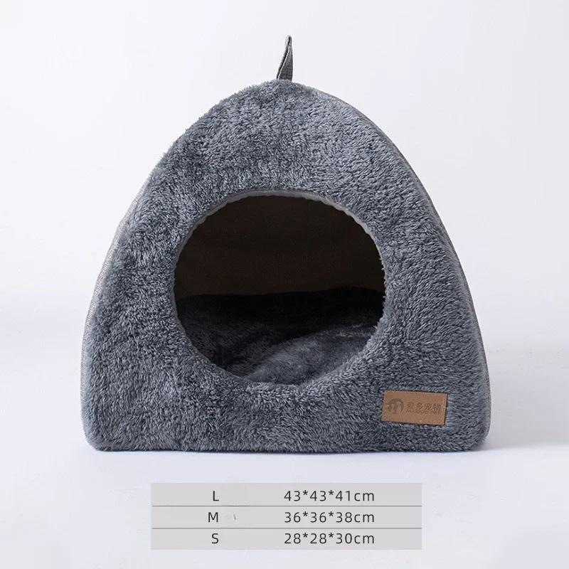 Cama dobrável gato para gatos indoor, 2 em 1 Cat House, Travesseiro almofadado removível - Image 1