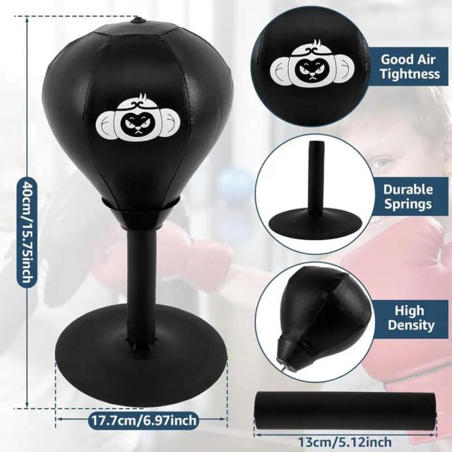 Saco de Boxe de Mesa com Sucção Forte para Adultos e Crianças - Brinquedo de Relaxamento