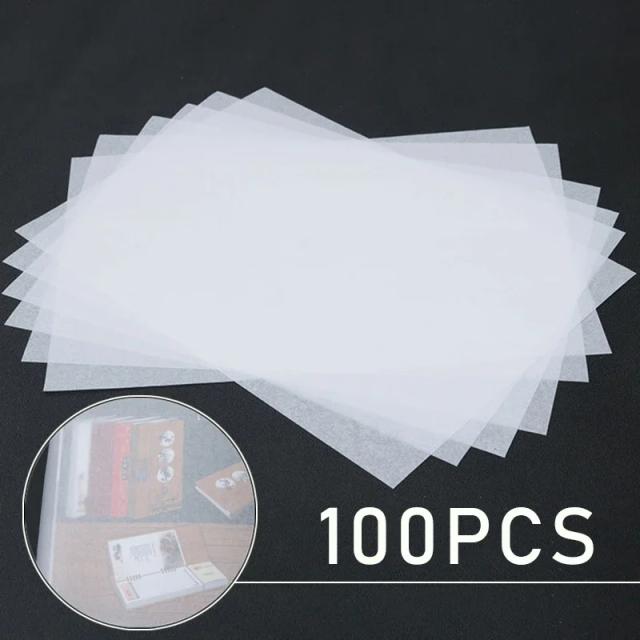 Papel de Rascunho Translúcido A4 com 100 Peças para Desenho, Caligrafia e Pintura em Carbono e Tecido