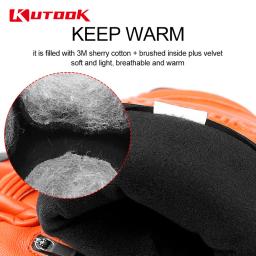 KUTOOK-Luvas térmicas para homens e mulheres, luvas de couro de cabra ThInsulate, luvas de snowboard quente, esqui impermeável, 3m, inverno - Image 3