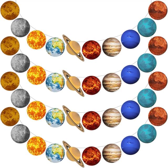 Decorações de Festa Espacial para o Primeiro Aniversário: Banner do Sistema Solar e Planetário