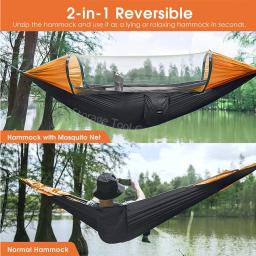 Hammock Camping Outdoor portátil com Mosquiteiro, cadeira de suspensão leve, rede de dormir de abertura rápida, cama de suspensão - Image 4