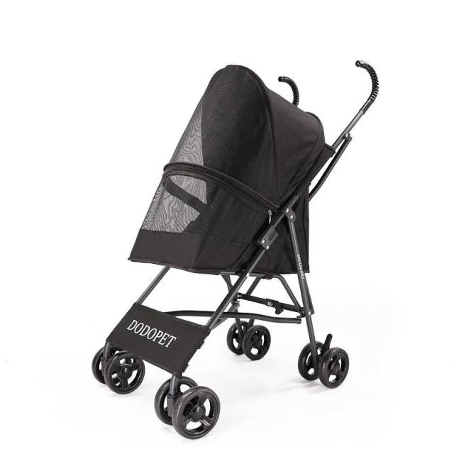 Carrinho Dobrável Portátil para Cães de Pelúcia e Gatos - Ideal para Viagens ao Ar Livre com Quatro Rodas e Montagem Fácil