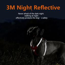 Coleira e colete para cachorro de tamanho grande, médio, respirável, ajustável, nylon, reflexivo, peitoral para pet, labrador, doberman - Image 3