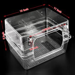 Pássaro banheira chuveiro caixa grande pendurado claro cubo transparente para papagaios gaiola acessórios tigela - Image 3