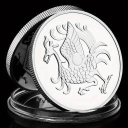 Prata e banhado a ouro Moeda Comemorativa, As Quatro Criaturas Míticos dos Tempos Antigos, Pássaro Vermelho Colecionável - Image 5
