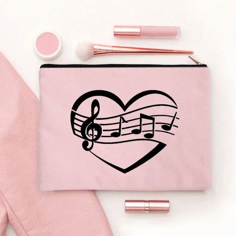 Music Note Saco Cosmético para Mulheres, Necessidades de Viagem, Perfume, Batom Organizador, Bolsa de Lona, Kawaii Maquiagem Case, Acessórios de Moda - Image 1