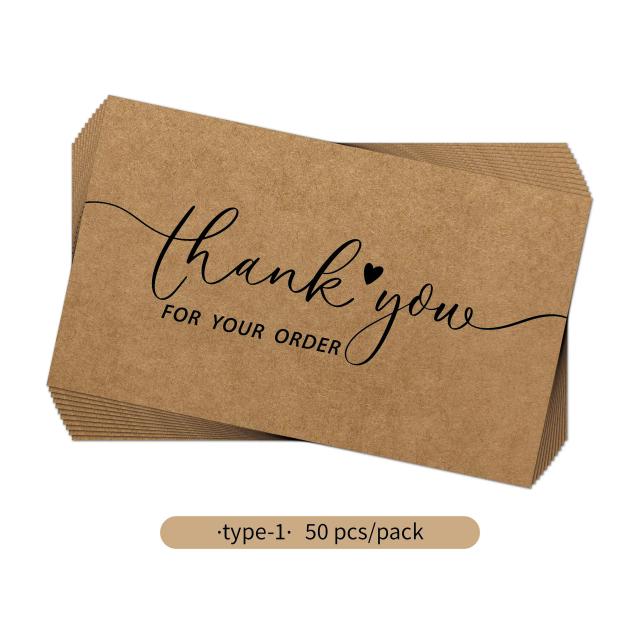 Conjunto de 50 Cartões de Agradecimento em Papel Kraft para Negócios - Ideal para Decorar e Agradecer Clientes