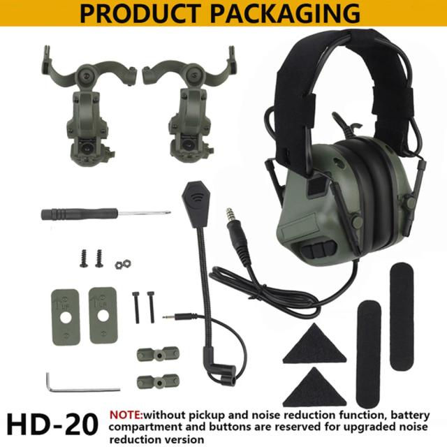Headset Militar Gen5 Tactical com Redução de Ruído e Montagem no Capacete - 2 em 1 para Airsoft e Caça