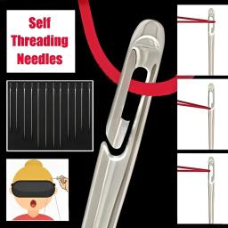 Aço inoxidável Side Hole Blind Costura Agulhas, Idosos Agulhas, Costura à mão, Costura Pin, DIY Home, Auto Threading - Image 4
