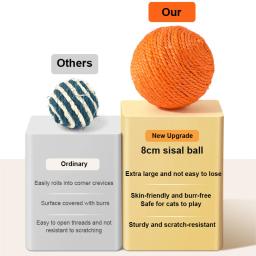 Sisal Ball Teaser para Pet, Mastigação, Scratch Toy para Gatinho, Limpeza Interativa dos Dentes, Anti Mordida, Bola de Gato, Pet Supplies, 8cm - Image 5