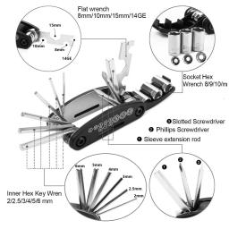 Kit de ferramentas de reparo de bicicleta de montanha em aço carbono, 16 em 1, ferramentas essenciais para manutenção rápida e fácil de bicicletas - Image 5