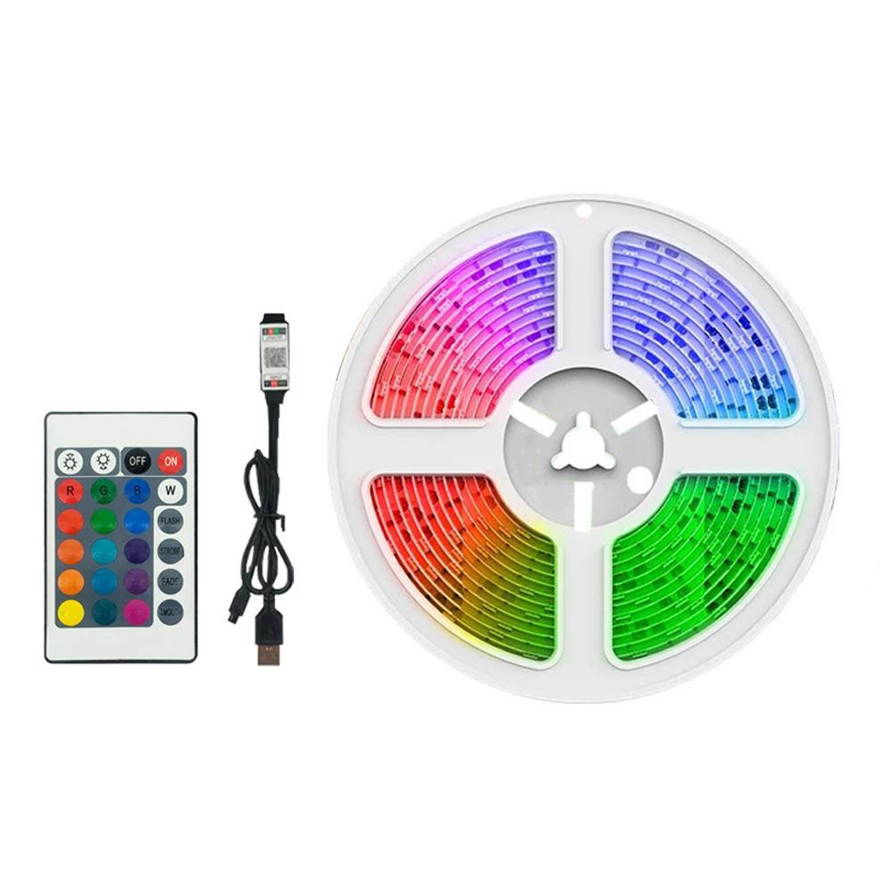 2m usb powere led luz corda mesa do computador diy backlight 24 chave de controle remoto rgb fita multicolorida decoração para casa tira luz - Image 1