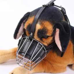 Focinho de metal anti-mordida ajustável para cão de estimação, boca respirável, cesta de couro, máscara grande cão, pastor alemão - Image 3