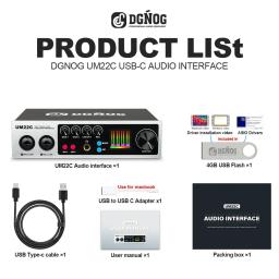 Interface de áudio USB DGNOG 32bit/768khz Carta de som de gravação USB-C para estúdio de guitarra Singing Streaming UM22C - Image 6