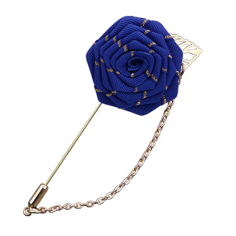Broches de casamento para homens, arte de pano, broche artesanal de flor rosa, alfinete de lapela, corrente borla, acessórios masculinos, boutonniere do noivo - Image 1