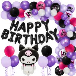 Balões temáticos Kawaii Kuromi para crianças, Balão de feliz aniversário, Kit Arco, Decoração de festa, Baby Shower - Image 2