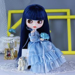 Boneca ICY DBS Blyth BJD Corpo Articulado Pele Branca Conjunto de Cabelo Azul Boneca 1/6 30cm Presente para Menina Anime SD - Image 2