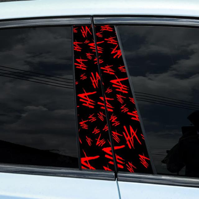 Adesivos Impermeáveis para B-Pilar de Carro - Protetor Solar com Decalques Engraçados "JOKER Rindo" - Ideal para Personalização Automotiva - 1 Unidade