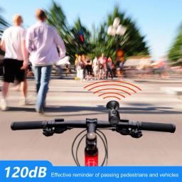 Buzina para guidão de bicicleta, buzina com 120db e 120db, com volume alto, para aviso de segurança, para guidão de bicicleta e scooter - Image 4
