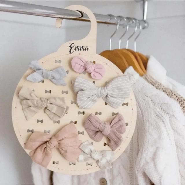 Hairpin de Madeira Infantil Personalizado com Elástico e Corda, Organizador Criativo de Hairbands e Decoração DIY