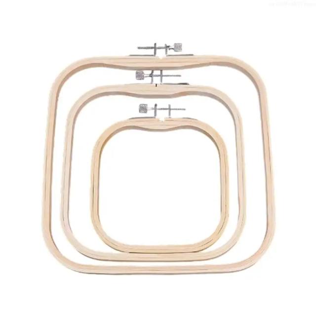 Kit de 3 Peças de Aros Quadrados Bordados para Artesanato e Arte em Bordado