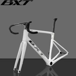 Quadro de bicicleta de estrada de carbono ultraleve BXT, conjunto de quadros de estrada de freio a disco de montagem plana de 140 mm, BB T47, pneu 700Cx32C, novo - Image 4