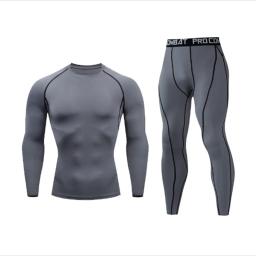 Terno Compression Sportswear para homens, esportes apertados, conjuntos de ioga, treino, jogging, traje de treino fitness, calças, equipamento esportivo, 2 peças - Image 2
