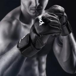 Luvas de Boxe de Couro PU para Homens, Meio Dedo, Luta MMA, Pontapé, Karatê, Treinamento Muay Thai, Equipamento de Treino - Image 5