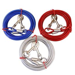 Durável Double-End Dog Leash Cabo, Fio de Aço, Corda Cadeia, cabeças duplas, Metal Ganchos, Pet fornecimentos, de alta qualidade, 5mm * 3m - Image 1