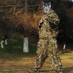 Men's Outdoor CS Air Gun Hunting Set, camuflagem Ghillie Set, 3D Woodland Leaf, calças de camuflagem, cego, caça - Image 6