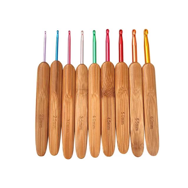 Kit Completo de Agulhas de Tricô e Crochê em Bambu com Materiais de Bordado em Madeira