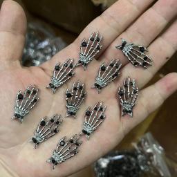 3D Metal Halloween Ornamentos, Projeto Esqueleto, Crânio Preto, Aranha Mão, Nail Art Decorações, DIY Jóias, Acessórios, 10pcs - Image 3