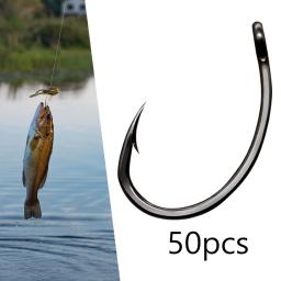 Ganchos de aço carbono alto para pesca com mosca, material para peixes, água salgada, suprimentos para peixe-gato e baixo, 50x - Image 4