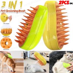 Escova de vapor com essência de deixar para gato, escova de gato fumegante, carregamento USB, cabelo solto emaranhado, acessórios para gato, 3 em 1 - Image 1