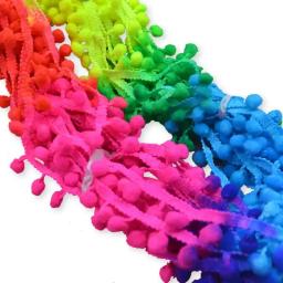 Faixa colorida de renda 20 jardas diy seção colorida pom pom enfeite de renda bola de pelúcia fita artesanal de costura acessório trançado - Image 5
