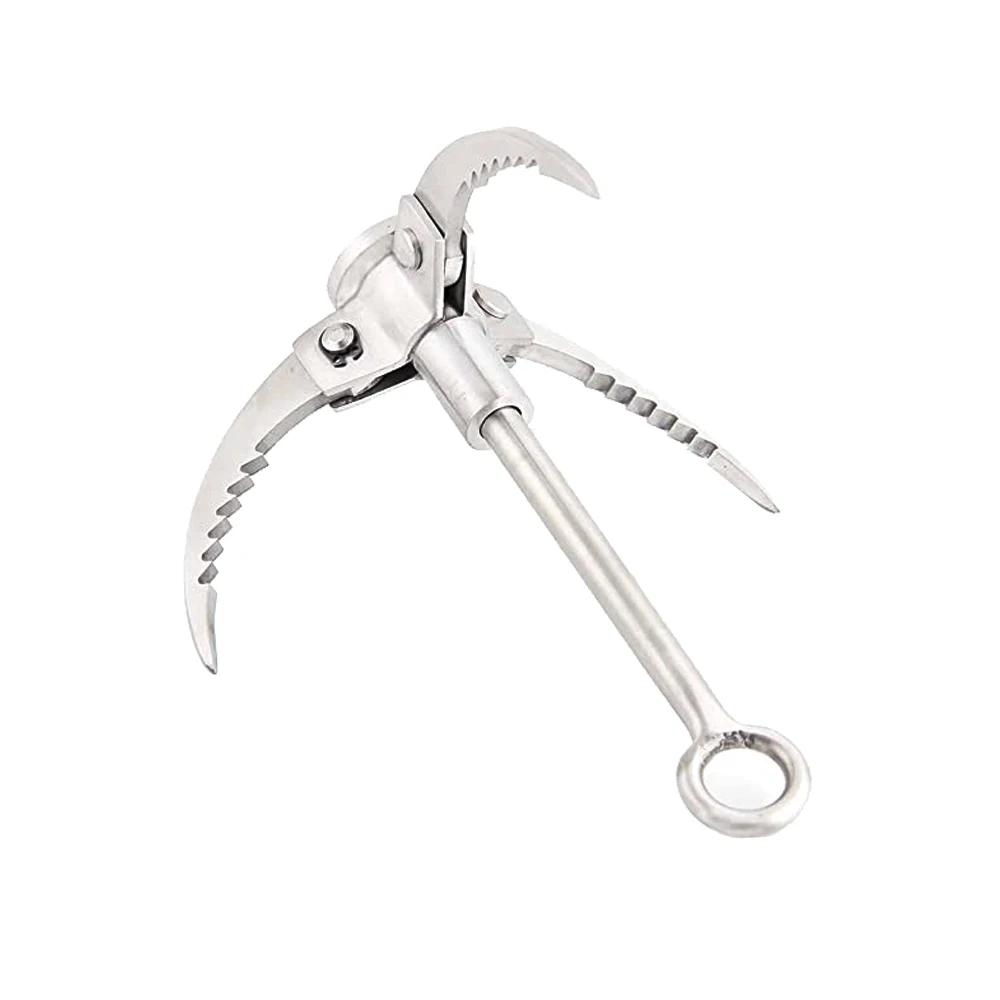 Aço inoxidável Survival Folding Grappling Hook Multifuncional Outdoor Escalada Claw Carabiner Travel Rescue Tool Ferramenta de escalada - Image 1