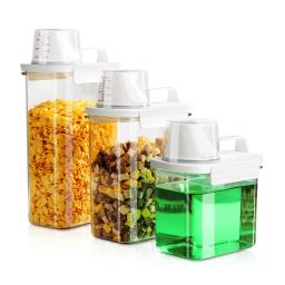 Recipiente De Armazenamento De Alimentos Pet Hermético, Frasco De Cereal De Plástico com Copo De Medição, Dispensador De Detergente Em Pó De Lavanderia, Caixa De Armazenamento - Image 1